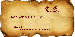 Korponay Bella névjegykártya
